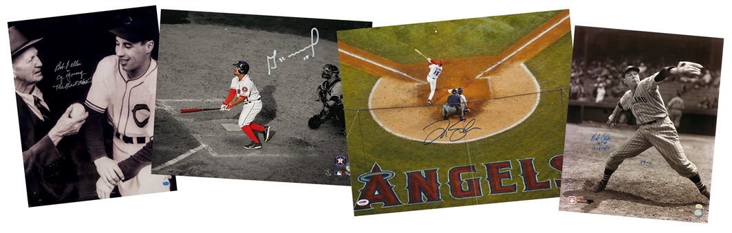 Lot of (4) Baseballs Stars & Legends Single Signed Photos (PSA/DNA, Fanatics & Beckett)
